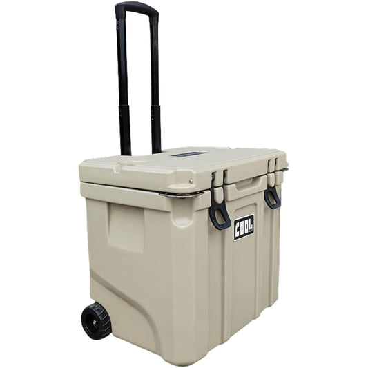 Cooler Box (35L 37QT / Beige / With Casters) Multifunctional Cooler Insulated Box Car Refrigerator (Long Term Cold Storage/UV Resistant/Bottle Opener/Ice Storage) Outdoor Winter Camping Fishing Freeze Prevention Disaster Disaster Prevention