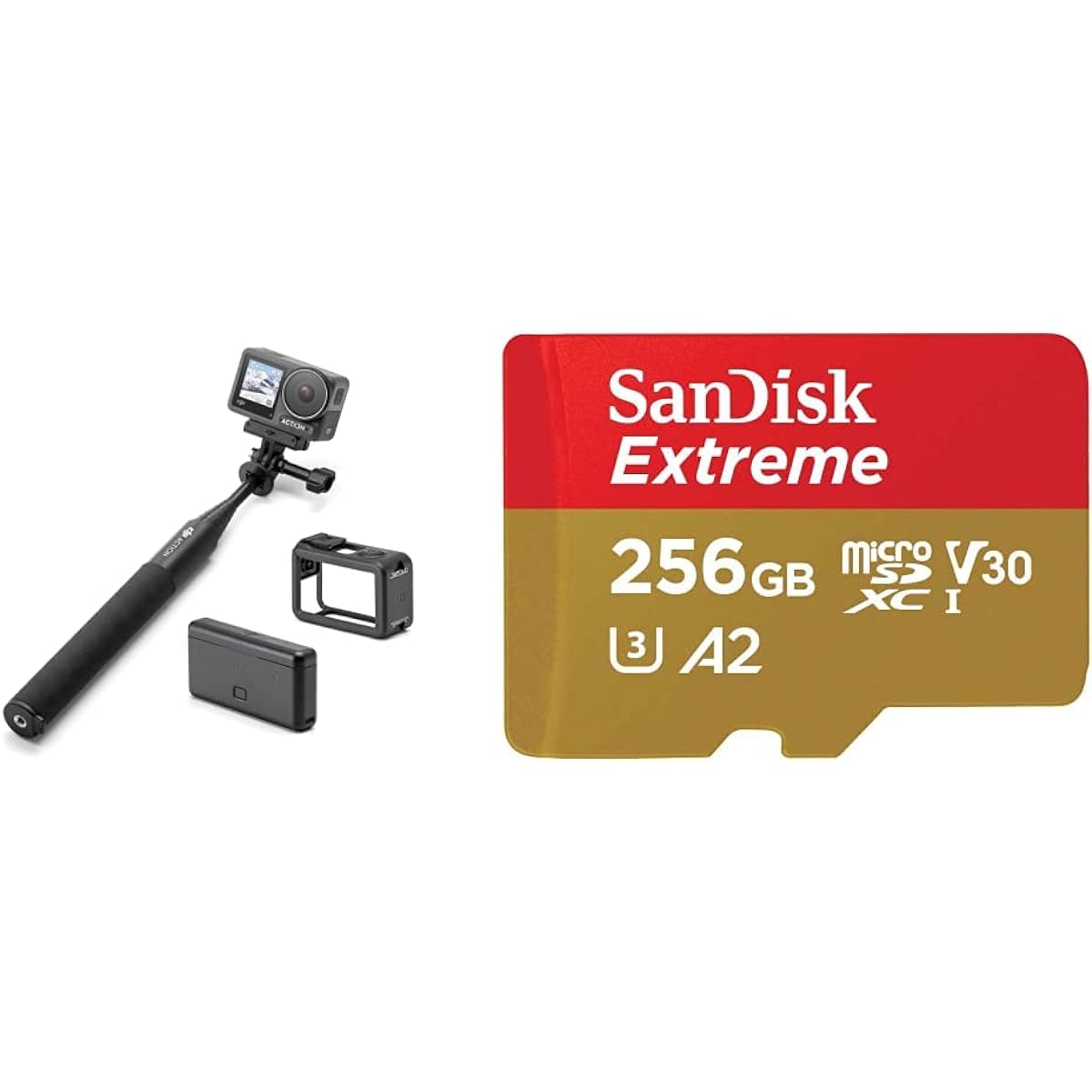 [microSD Card Set] DJI Osmo Action 3 Adventure Combo 4K Action Camera + SanDisk microSD 256GB UHS-I U3 V30 Write up to 130MB/s Full HD & 4K SanDisk Extreme SDSQXAV-256G-GH3MA New Package