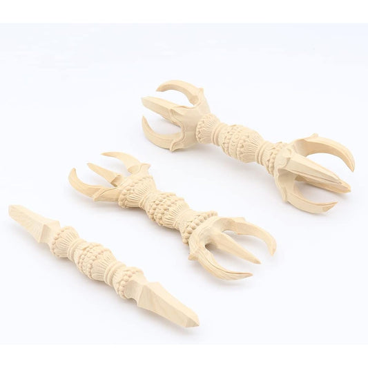 Kurita's special Buddhist statue [Dharma instrument] Wood carved Buddhist utensils Tokko, Sanko, Goko pestle set 15cm Cypress wood 28016
