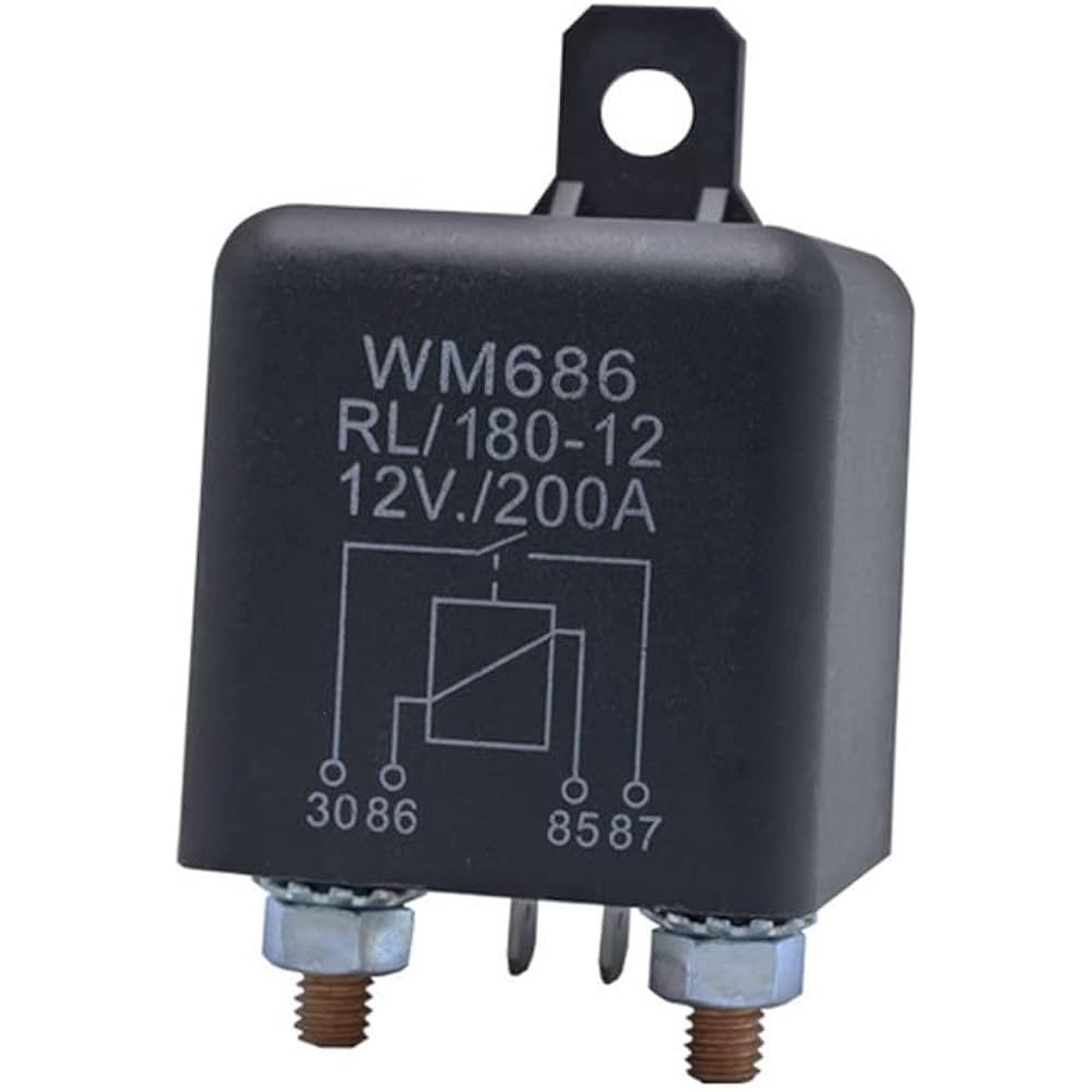 Starter Solenoid Relay High Current Relay Starting Relay DC 12V/24V 100A/200A Relay 4 Pin Automotive Large Current Start Relay Normally Open Relay