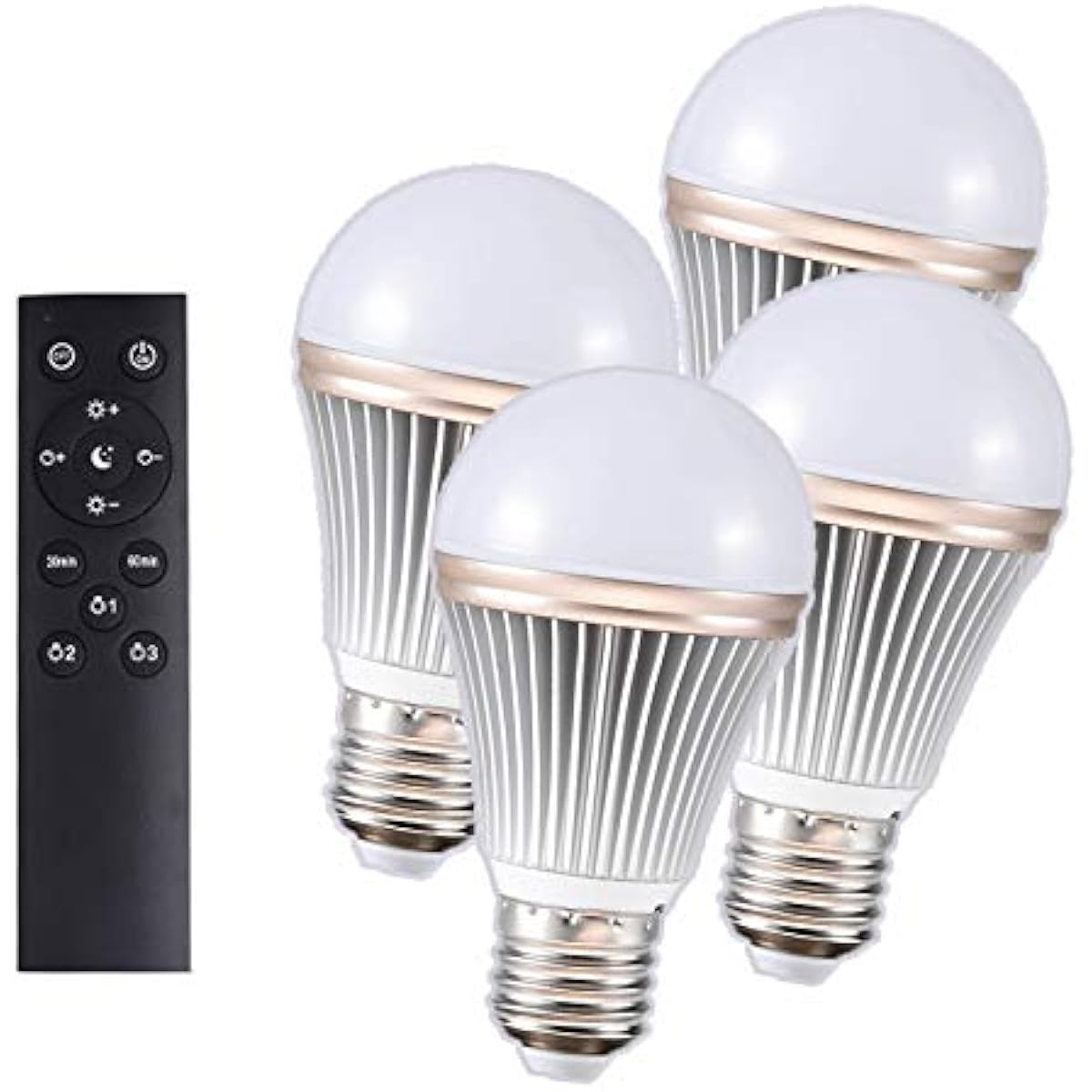 LED light bulb E26 base 12W with remote control LED light equivalent to 100W bulb color daylight color dimming color with timer night light brightness memory function (remote control + 4 bulbs)
