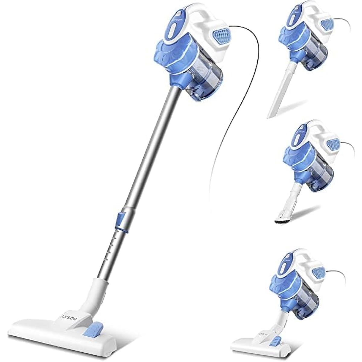 [Filtration Upgrade] Cord Vacuum Cleaner Vacuum Cleaner 600w 20KPa Super Strong Suction Lightweight Design Stick Cleaner Multilayer Filtration Cyclone Vacuum Cleaner 2way 6m Cord with Telescopic Pipe Handy Cleaner Blue LYSOR (Blue)