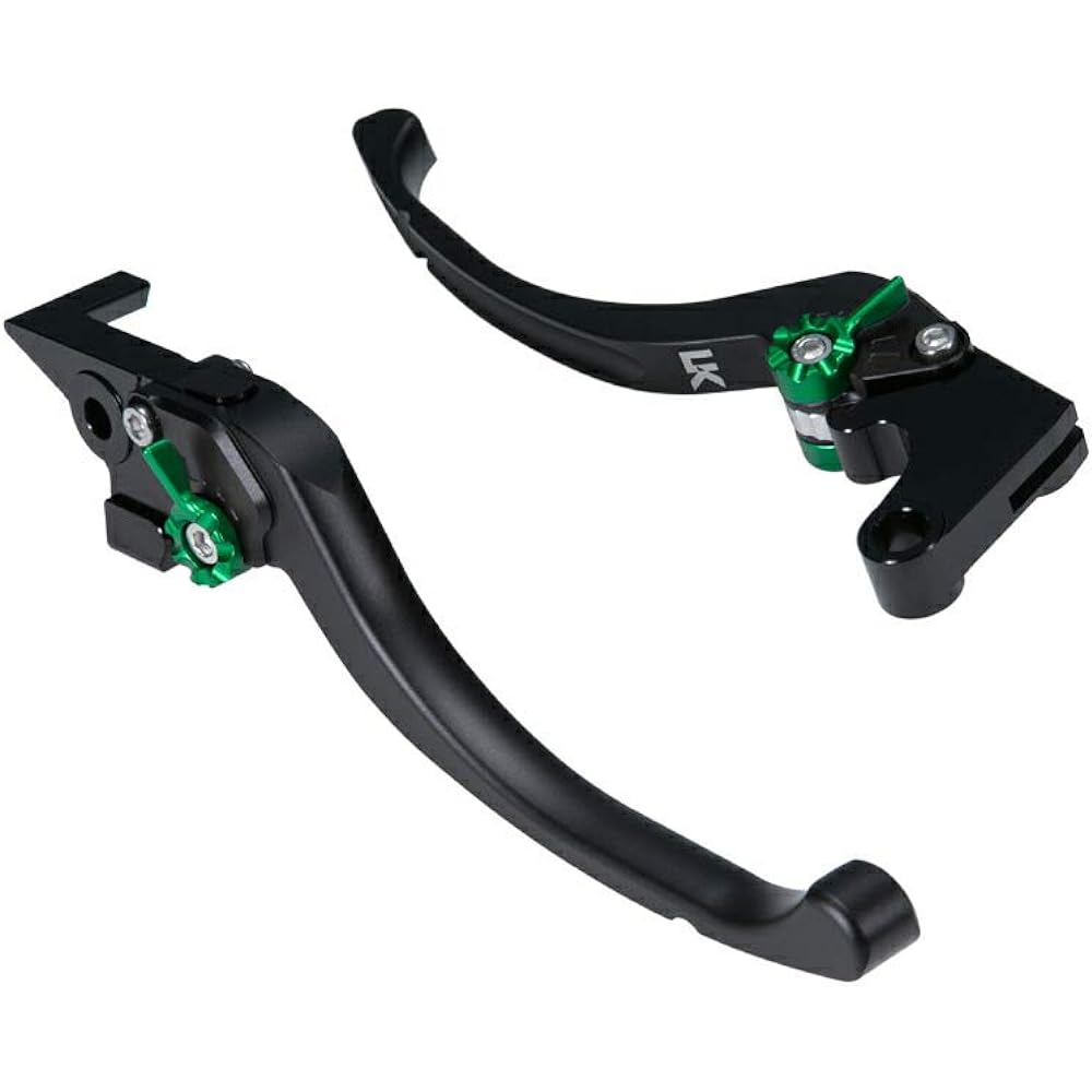 U-KANAYA Aluminum Billet Lever Left and Right Set TYPE-T Matte Lever: Matte Black/Adjuster: Matte Green Kawasaki [Ninja650] [Z650] [Z900] [Velsys 650/1000] [Vulcan S]