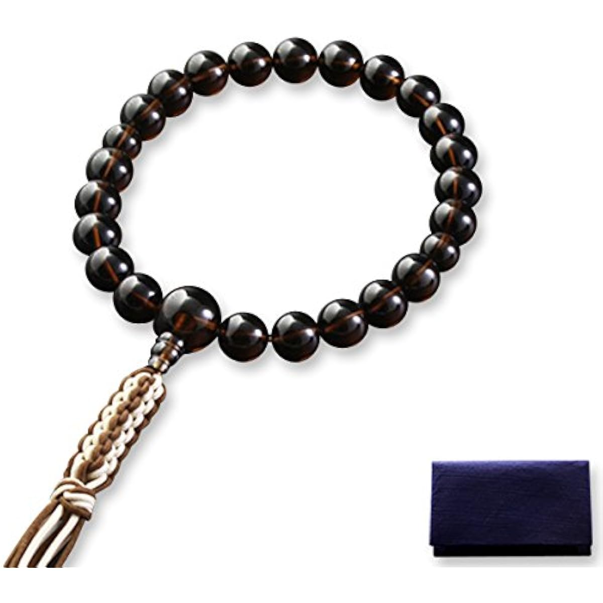 Kyoto Buddhist Altar Hayashi Prayer Beads Braided Cord Tassel Brown Crystal (for Men) Jodo Shinshu Honganji [Bead Bag Set] M-081 Kyoto Prayer Beads