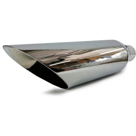 Angle Cut Stainless Steel Exhaust Tip 2.5 inch Inlet 5 inch Outlet 17 inches