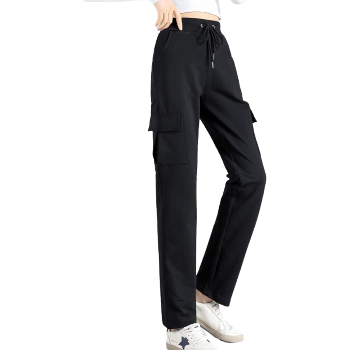 [Soyul] Cargo Baker Style Jersey Sweat Pants, Elastic Waist, Pockets, Gym, Yoga, Sports, Outdoor, Loungewear, Casual, Women's