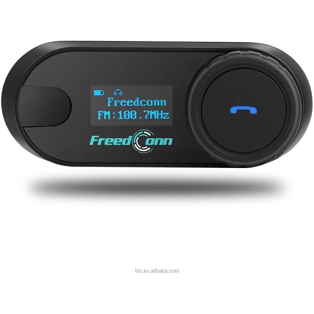 Freedconn TCOM-SC Motorcycle Intercom Music Sharing Bluetooth 5.0 LCD Equipped with IPX5 Waterproof Function Pairing with Other Companies Possible for 2 People Simultaneous Calls 3 People Bearing (Set of 1)