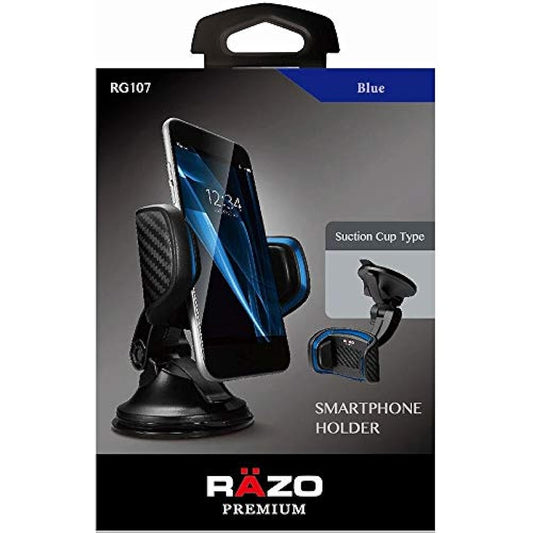 Carmate RAZO Car Holder Smartphone Holder Easy to Hold with One Hand Suction Cup Mount Carbon Style Blue RG107
