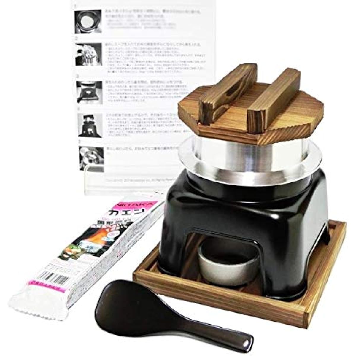 [Maeda family] [Domestic production] Turn your home into a restaurant [Kamameshi trial set] Craftsmanship Kamameshi kamado set + Solid fuel 5 pieces (30g) + Rice scoop + Manual for making kamameshi [GIFT] Can also be used as a gift/gift product!