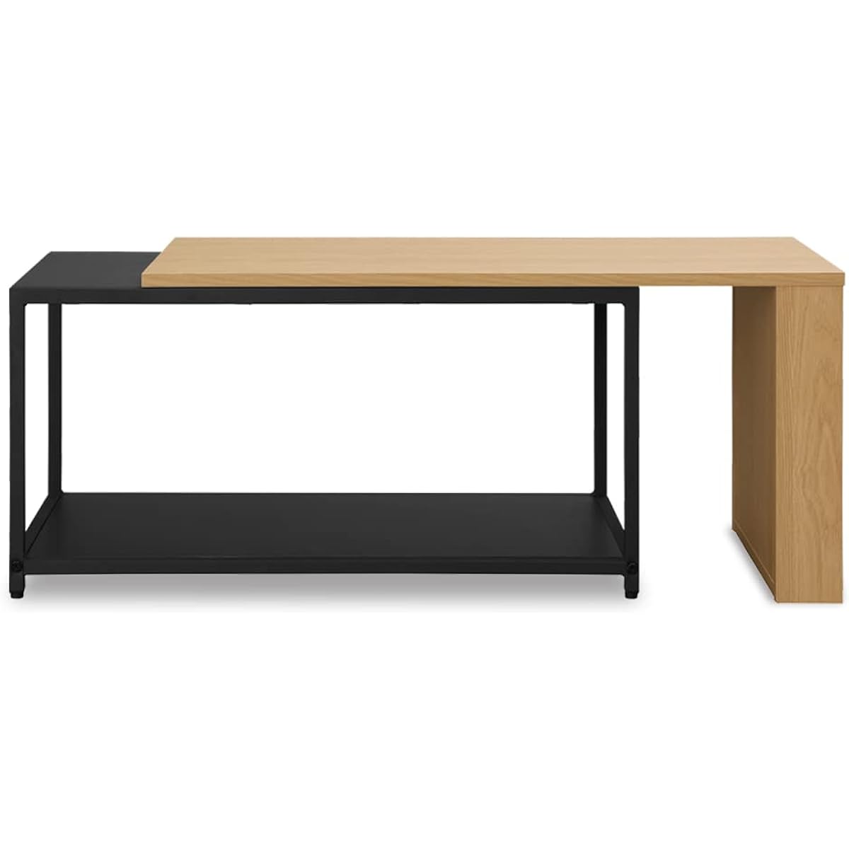 IRIS OHYAMA Table Center Table Desk Telescopic Center Table Width approx. 79~129 x Depth approx. 38 x Height approx. 38 cm SCT-795 Natural/Black