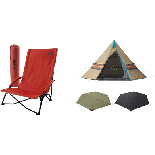 LOGOS Tradcanvas Flame Retardant BRICK King Cross Chair + Navajo TEPEE 400 Set-BB