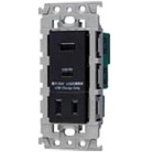 Panasonic Embedded USB Outlet 2 Ports for Charging Matte Black 18W 44 x 50 x 110mm USB-A/C with Door Outlet WTL147740MB