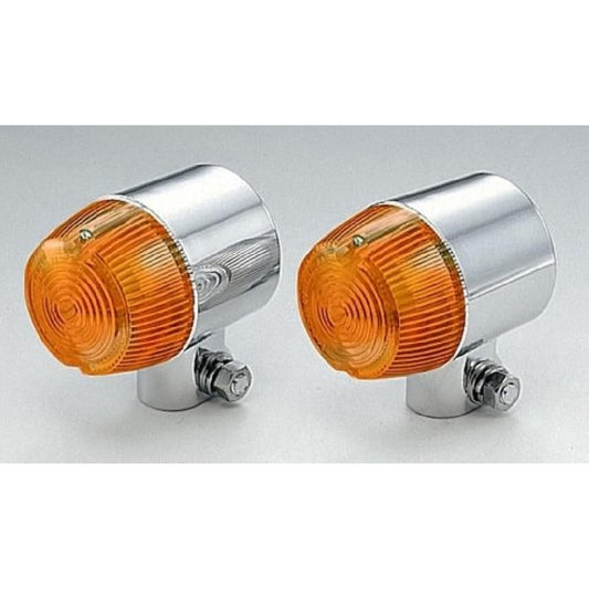 Kijima Motorcycle Bike Parts Turn Signal Lamp CB72 Plastic Type Plated/Amber Lens No S Bulb Set of 2 219-5005
