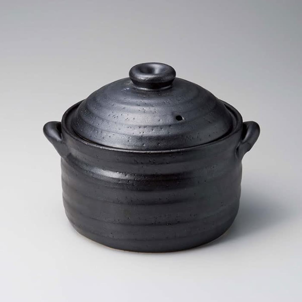 Earthen pot rice cooker IH 3 cups black glaze metal wrapping gift rice cooker IH open flame compatible Banko ware made in Japan