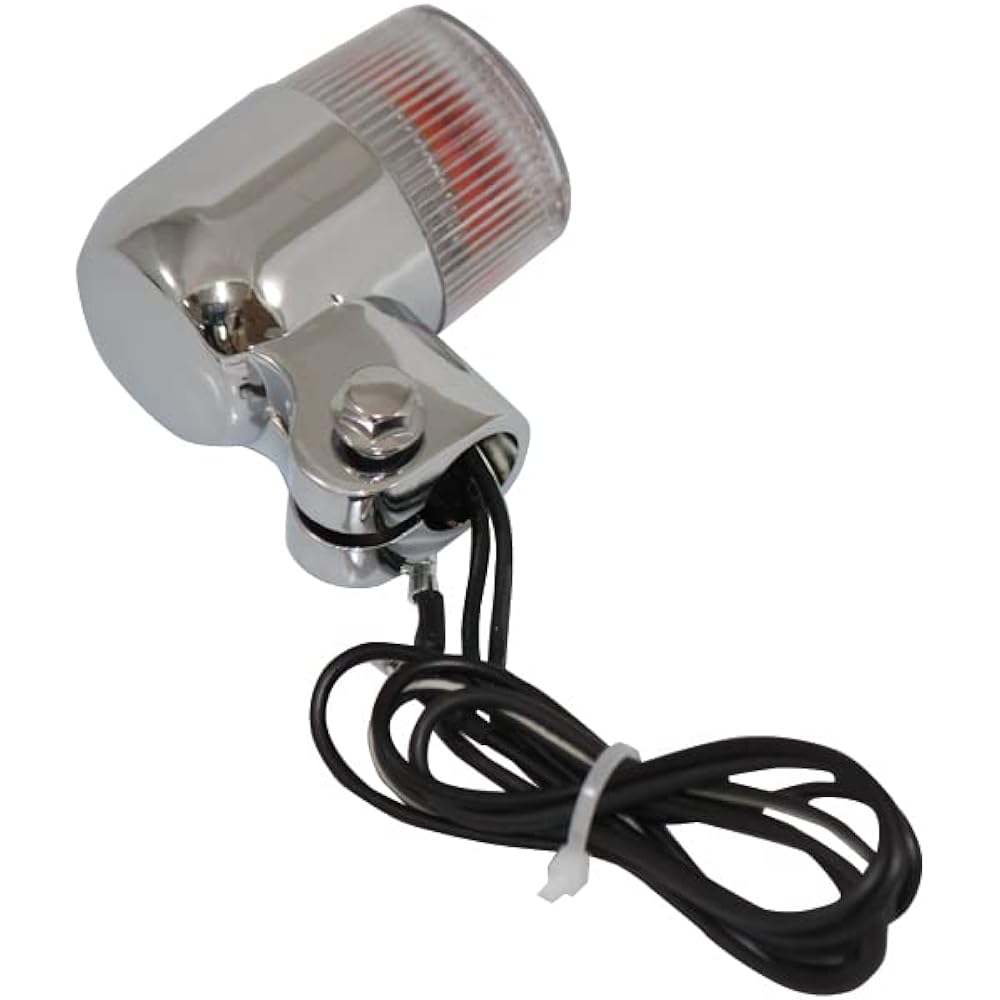 General Purpose Round Mini European Turn Signal Silver/Clear M10*76mm with Mounting Stay Set of 4