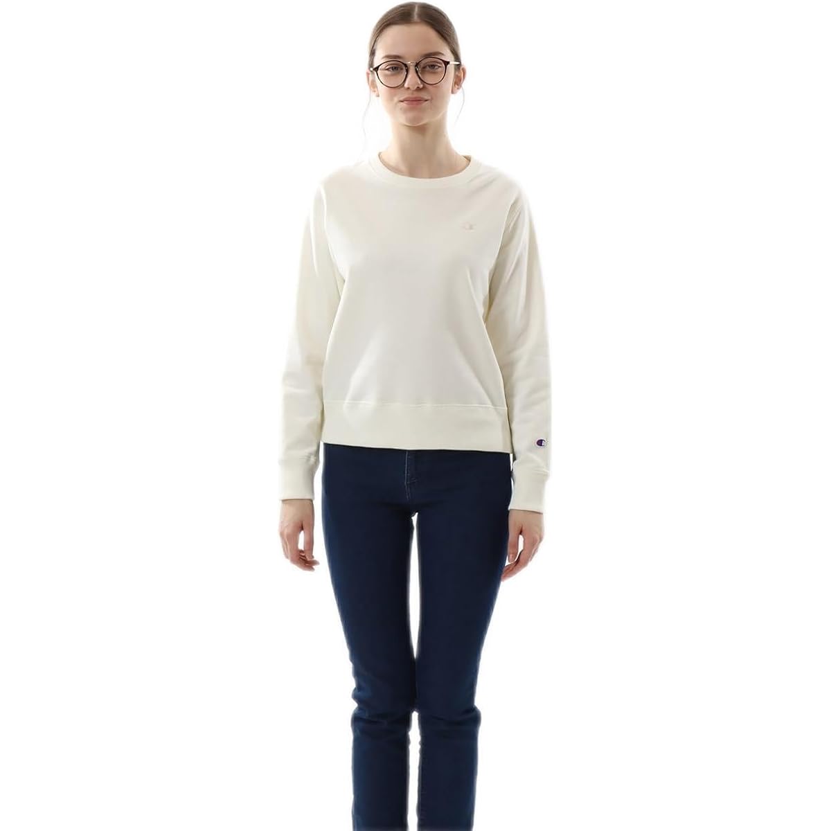 [Champion] Sweatshirt, Long Sleeve, Fleece, Embroidery, One Point Logo, Crew Neck Sweatshirt, Women's Basic, CW-Y018/CW-T013