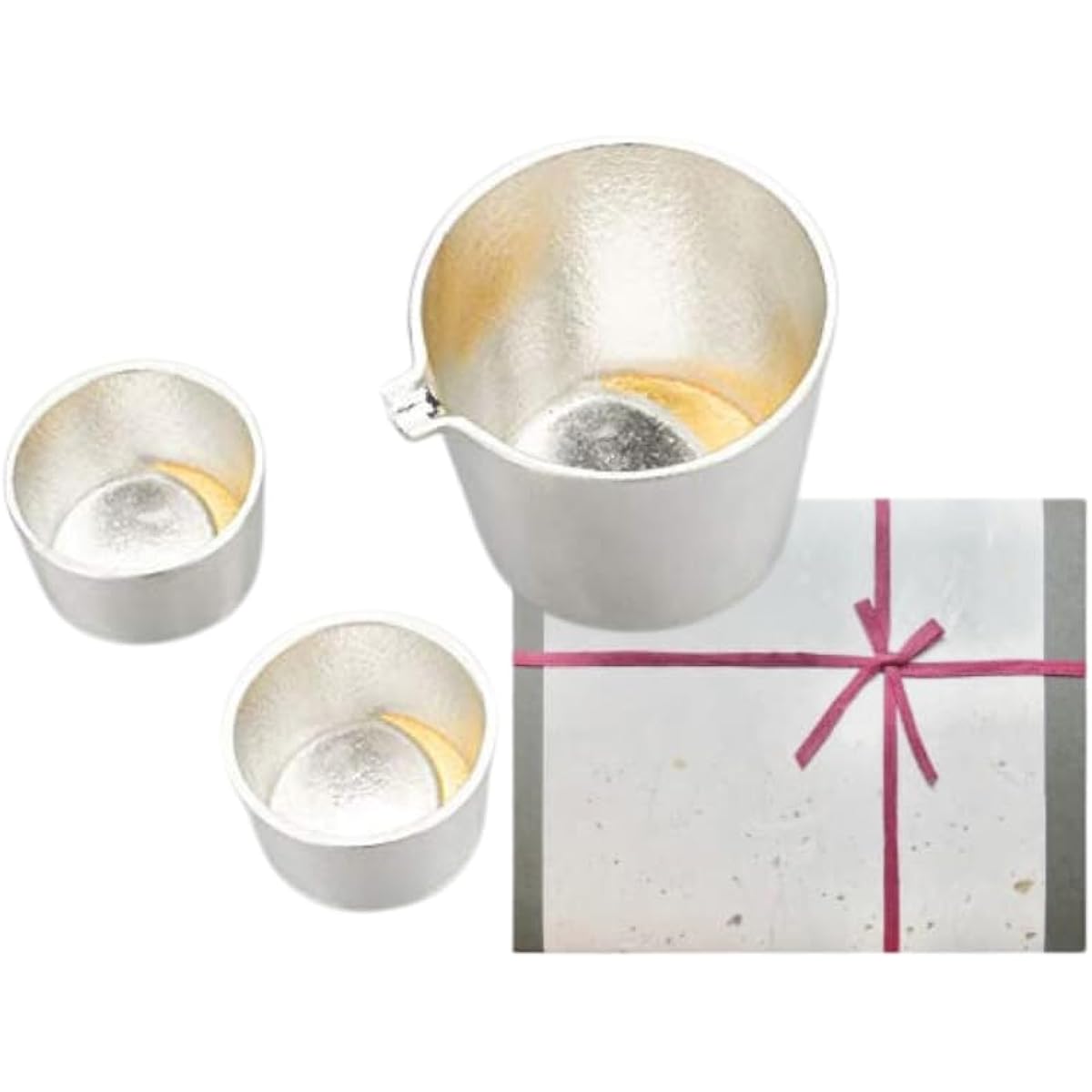 [Wrapping with Nousaku Japanese paper] Moon sake cup gold leaf set 100% genuine tin NOUSAKU