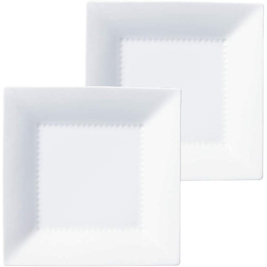 Noritake Square Plate (Pair Set) 23cm Rizmo White Microwave Safe Dishwasher Safe 2 Pieces Fine Porcelain P5342A/1610