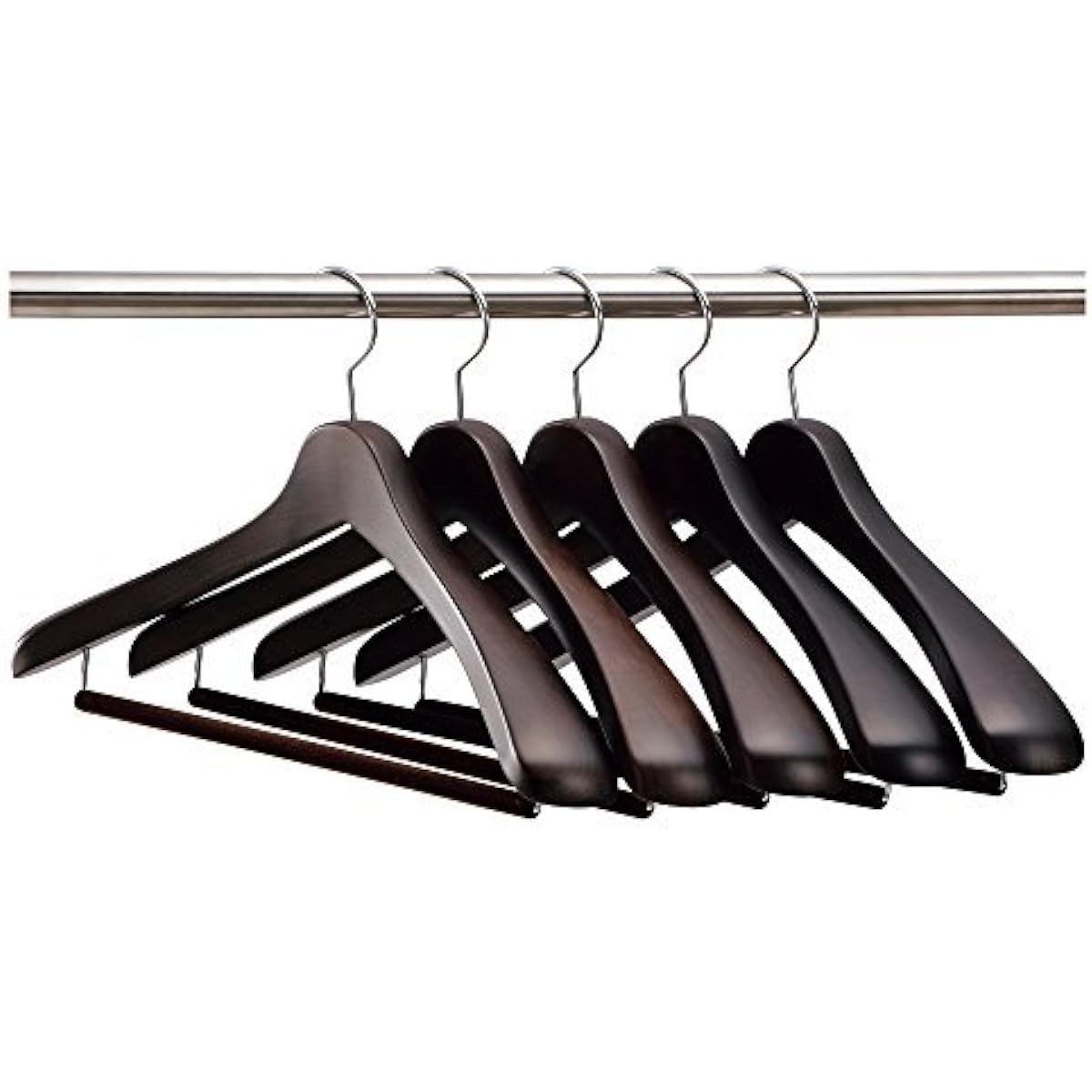 [Nakata Hanger Outlet] Outlet Made in Japan Wooden Men's Suit Hanger Set of 5 Felt Bars Smoke Brown SET-01 (430mm)