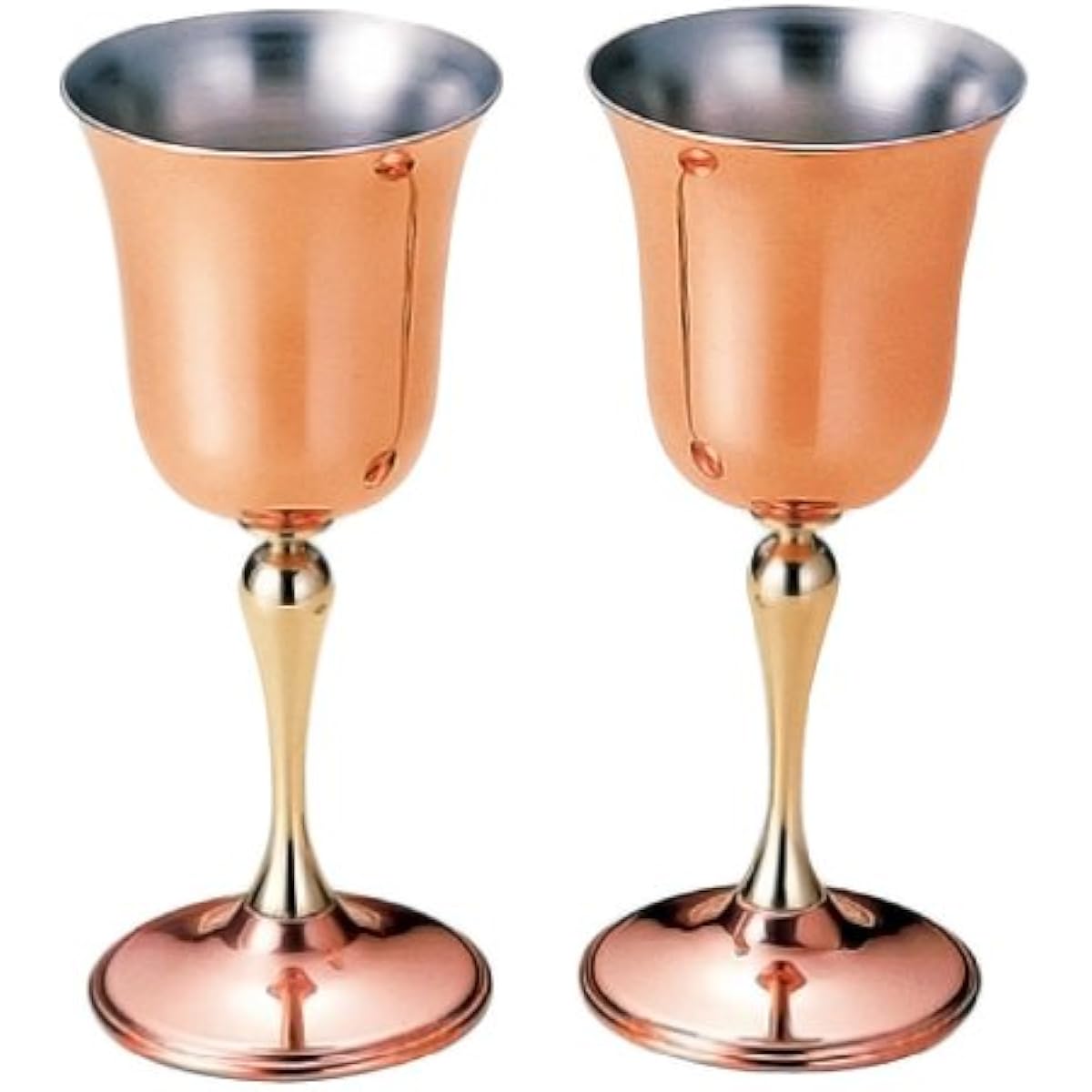 Shinkoukinzoku Wine Glass Copper 150ml Pure Copper Wine Cup Bell Shape 2pcs S-2101/2 2 Sets