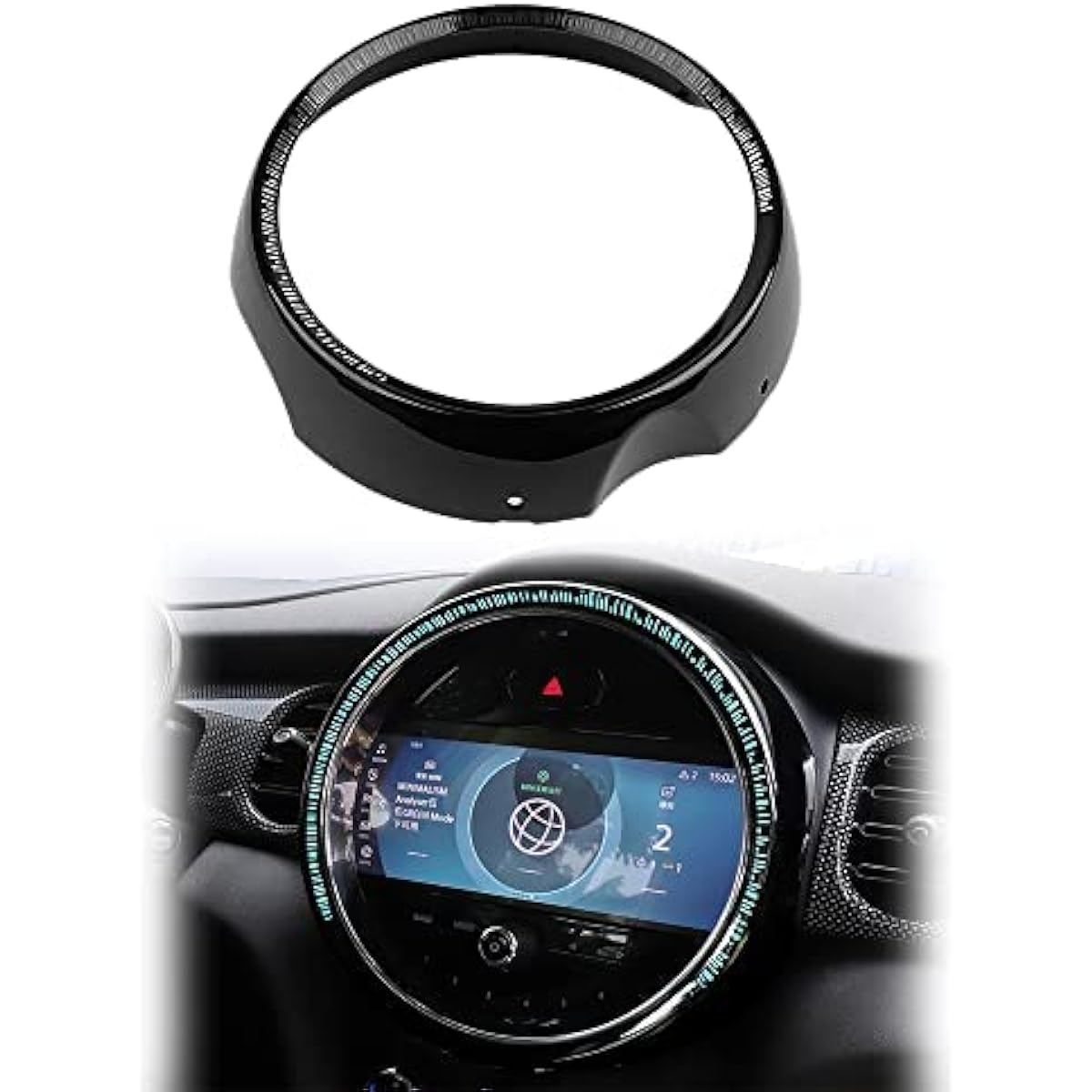 QIDIAN 8.8 and 6.5" Car Center Console Screen Navigation Panel Decorative Frame Interior Surround Ring Cover Sticker for Cooper S ONE JCW F55 F56 F57 Hardtop Hatchback Convertible