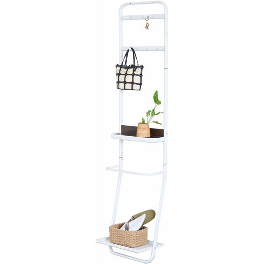 Doshisha Hanger Rack Wall Rack Ladder Rack White Width 40 Slim Stylish With Shelf Width 43 x Depth 28 x Height 182cm Overall Load Capacity 30kg Sturdy Shelf Board 2 Tiers Wall Storage Entrance Storage Clothes Storage Clothes Rack Pipe Hanger LISS-WH