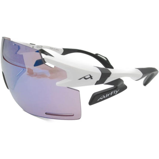 "Domestic regular product" AirFlay sports sunglasses without nose pad AF-301 BK series Frame color White mat Lens color Blue pink mirror Visible light transmittance 15% UV cut rate 99% or more Product number AF-301 C-2BK