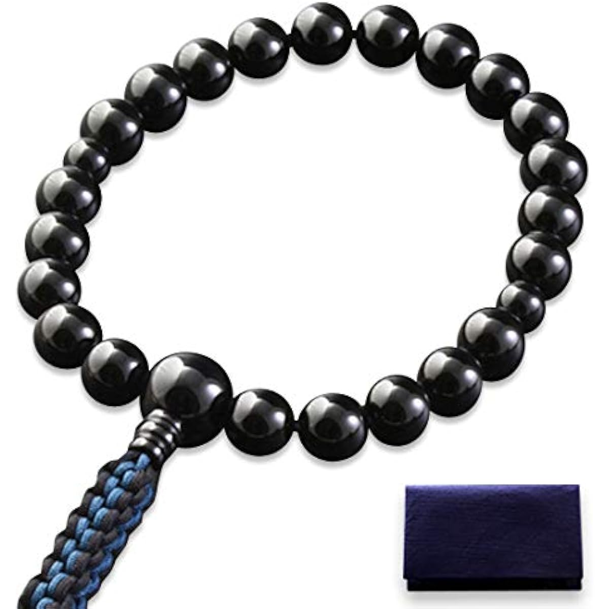 Kyoto Buddhist Altar Hayashi Prayer Beads Braided Cord Tassel Black Onyx (For Men) Jodo Shinshu Honganji [Bead Bag Set] M-078 Kyoto Prayer Beads