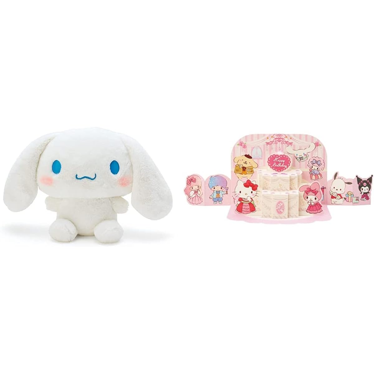 [Birthday Card Set (1)] Sanrio Cinnamoroll Plush Toy (Standard) L 856746 + Birthday Card Character Mix Cake