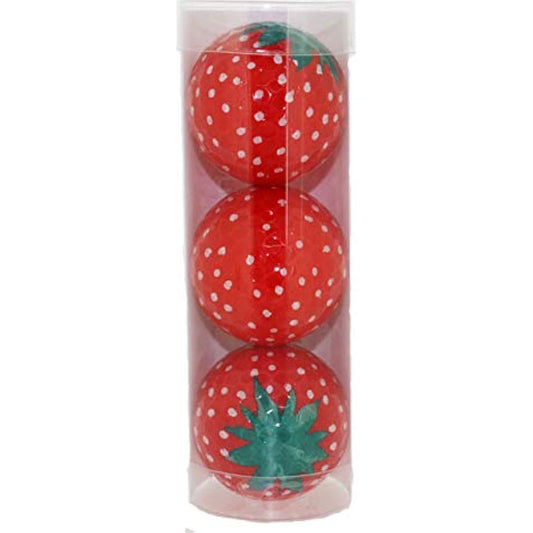 [Entertainment gift set with marker] Strawberry golf ball set of 3, all-over print [Funny golf ball, fruit golf balls]