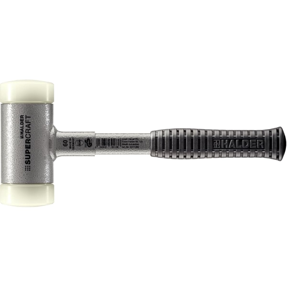 HALDER Shockless Recoilless Super Craft Hammer Steel Handle Nylon (White) Diameter 60 3377.060