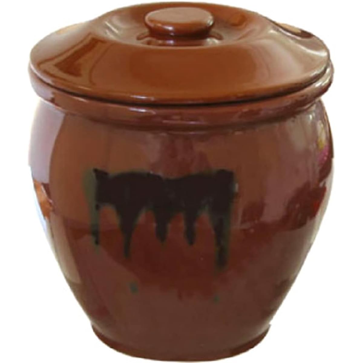 Living Pickle Container Round Kame No. 8 14.4L Ceramic Barrel Rice Bran Pickled Plum Storage Container Round Brown