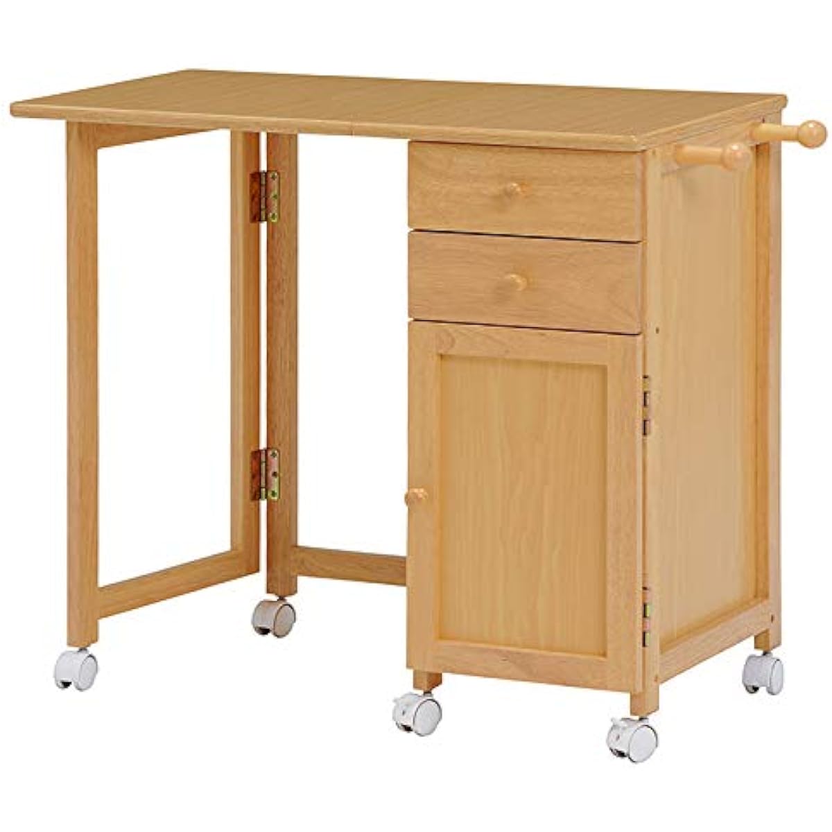 Hagiwara Folding Desk Study Desk with Casters Natural Width 80 Dedicated Chair Sold Separately [Integrated Storage Wagon] 1 VT-7370NA