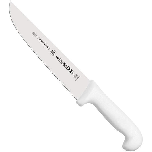 Tramontina Professional Master Antibacterial Handle Churrasco Knife 8 Inch Ergonomic Polypropylene Handle White Antibacterial Handle NSF Certified Dishwasher Safe Respect for the Aged Day Housewarming Gift Made in Brazil 24421/088 TRAMONTINA