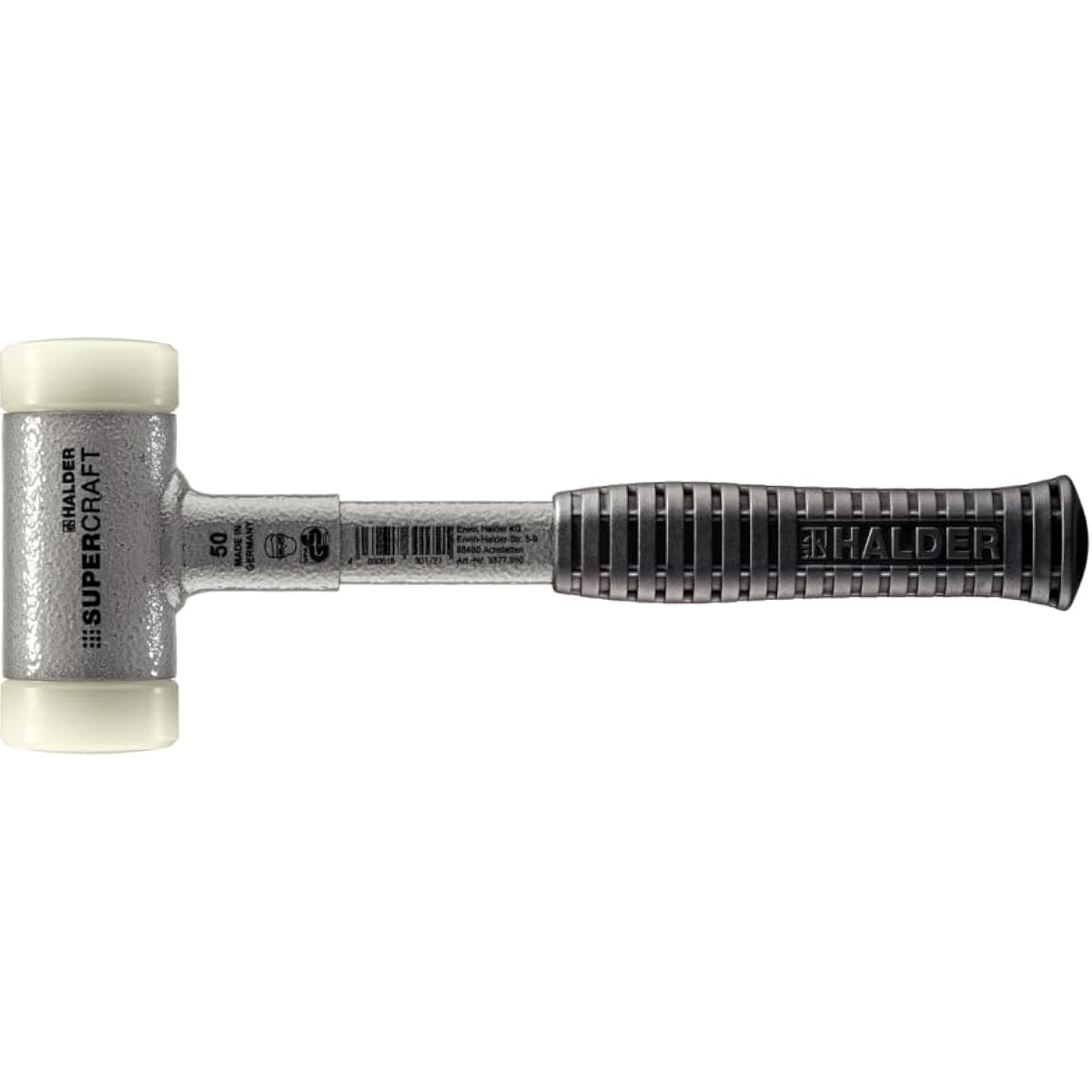 HALDER Shockless Recoilless Super Craft Hammer Steel Handle Nylon (White) Diameter 50 3377.050