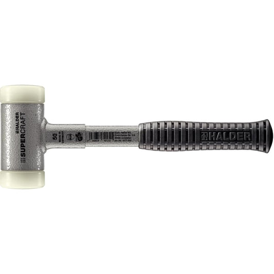 HALDER Shockless Recoilless Super Craft Hammer Steel Handle Nylon (White) Diameter 50 3377.050