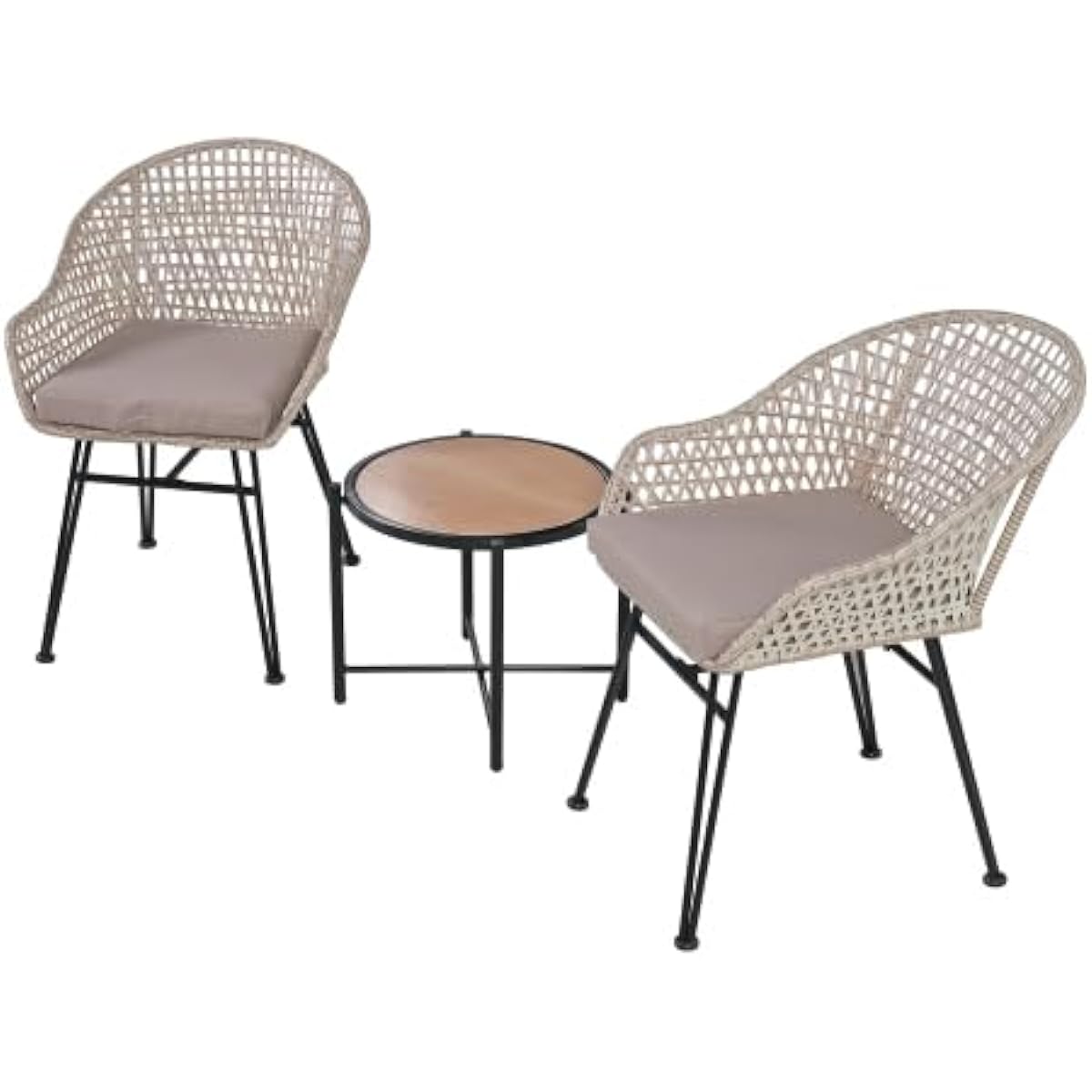 Garden Table 3 Piece Set Rattan Style Garden Furniture Balcony Table Garden Table Garden Chair Table Compact Furniture Resin Hotel Cafe Terrace Balcony Outdoor Luxury [Milk Coffee]