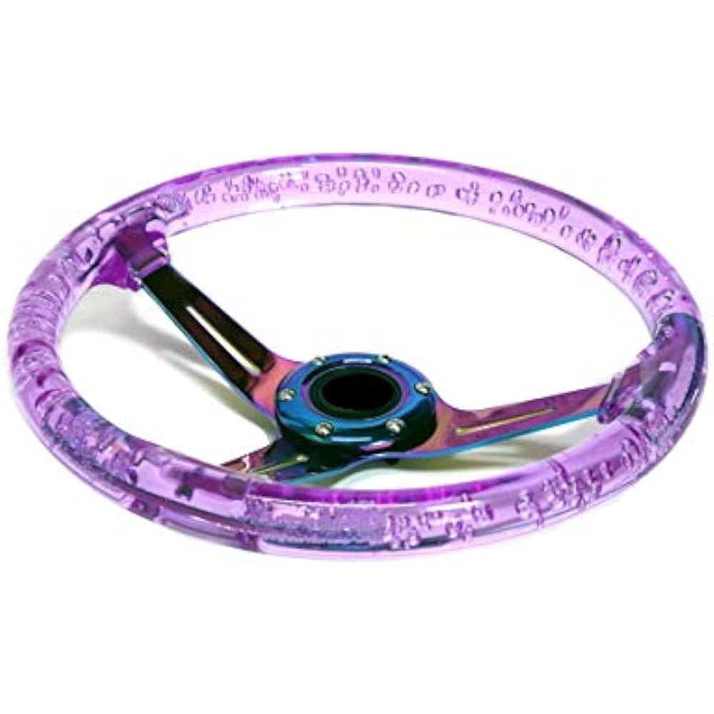 14" Crystal Steering Handle JDM Deep Cone Stance USDM North America 35cm momo pitch deep dash spokon purple