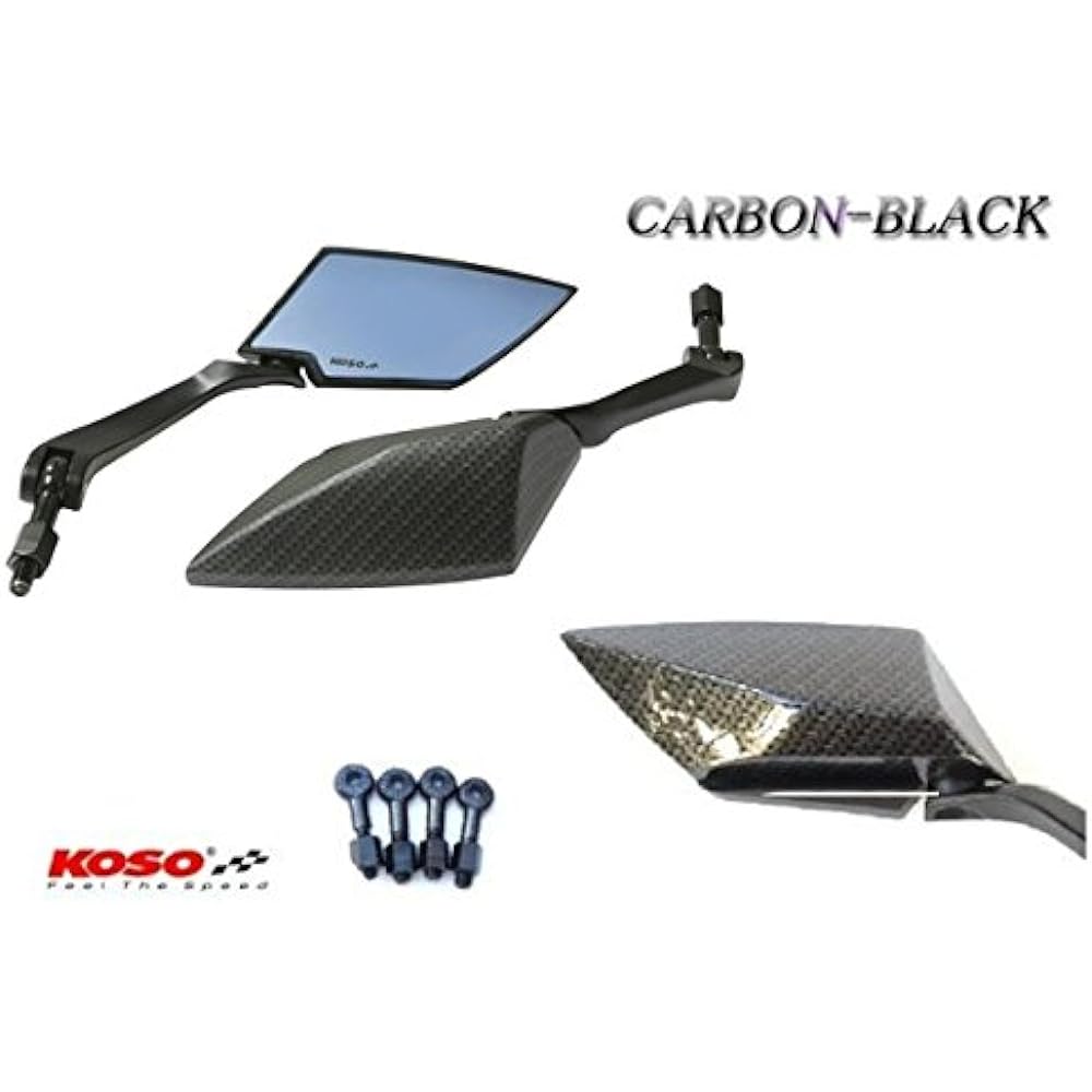 KOSO Genuine Rearview Mirror TT Mirror [Blue Lens] Carbon/Black Right/Reverse Thread 8mm/10mm KOSO-TT-BL
