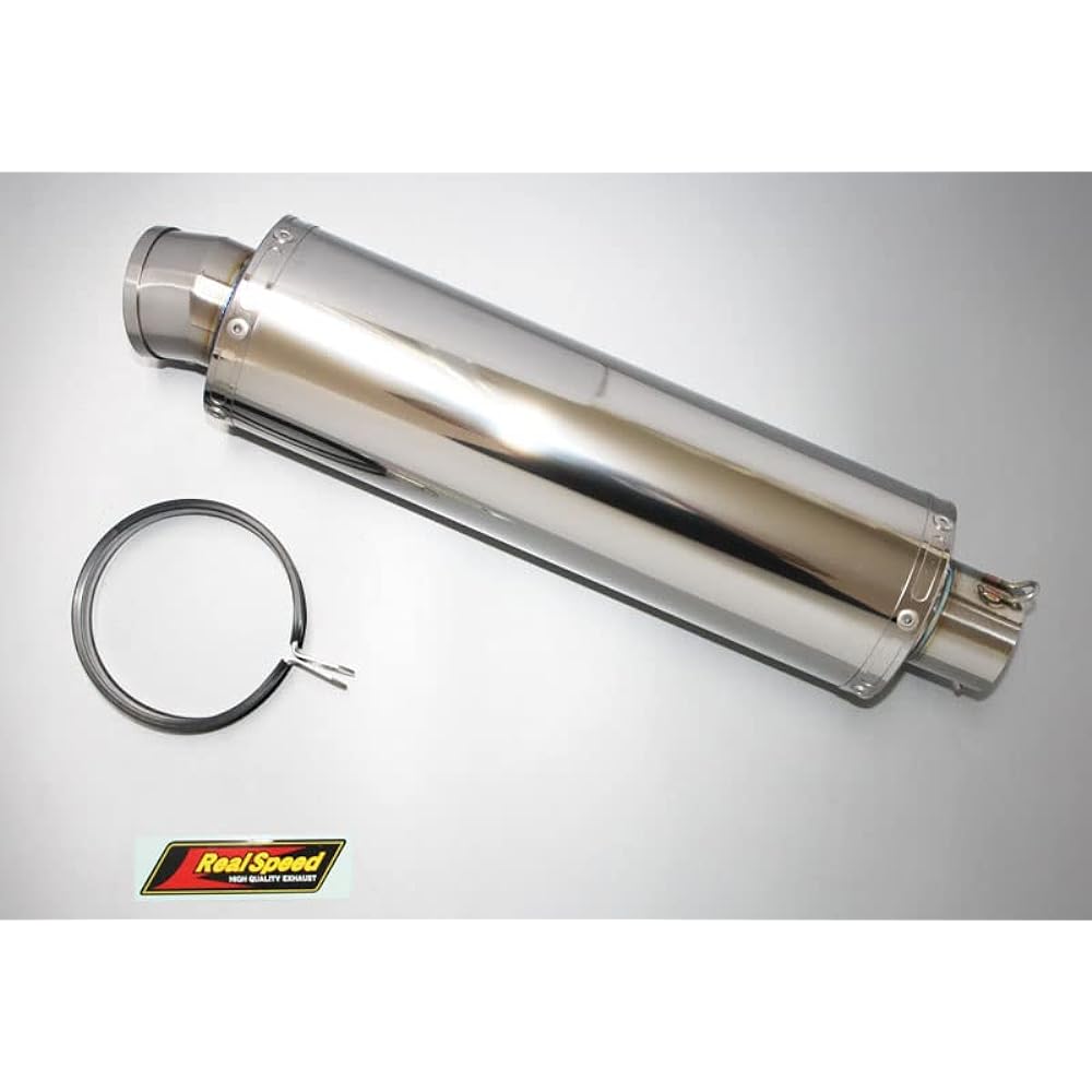Realspeed (Real Speed) 100φ×400mm Plug Diameter 50.8φ Stainless Steel Color General Purpose Silencer Bike Muffler Slip-on Muffler RSP-SUS100400508