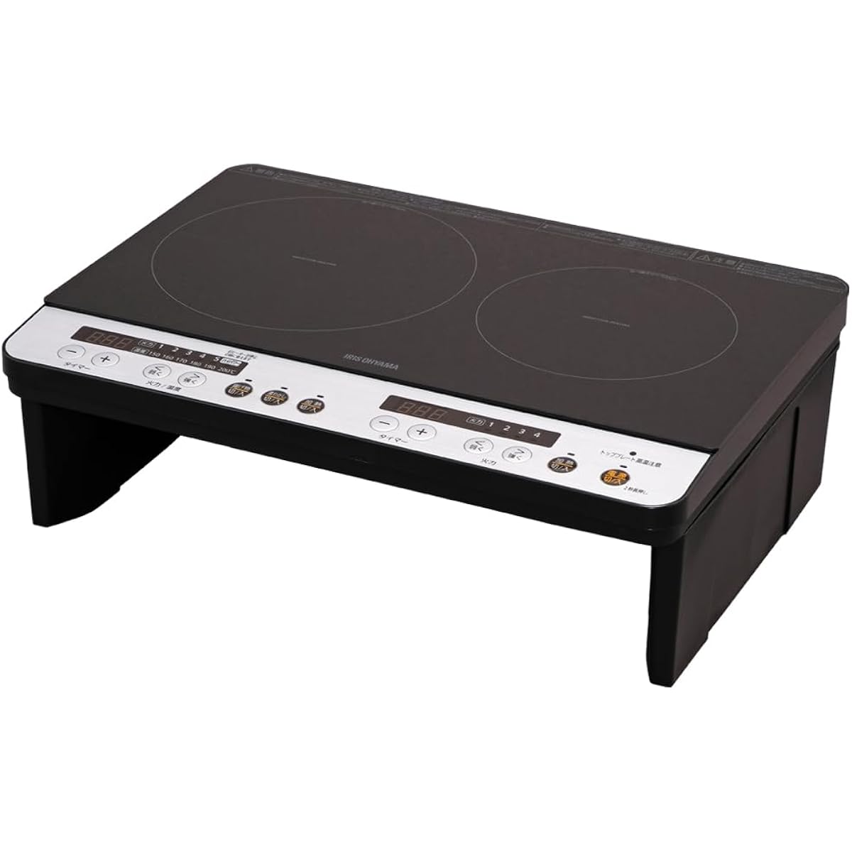 Iris Ohyama 2 Burner IH Cooking Heater No Construction Required 1400W 100V with Legs Black IHK-W12SP-B