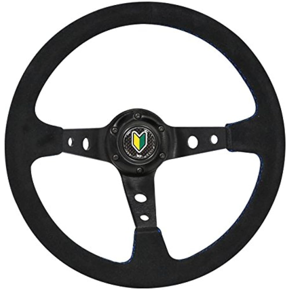 AJP DISTRIBUTORS Universal replacement 350mm Deep Dish drap Red Stitch Stitch Stitching Wheel Black KOLESHIYA With horn button
