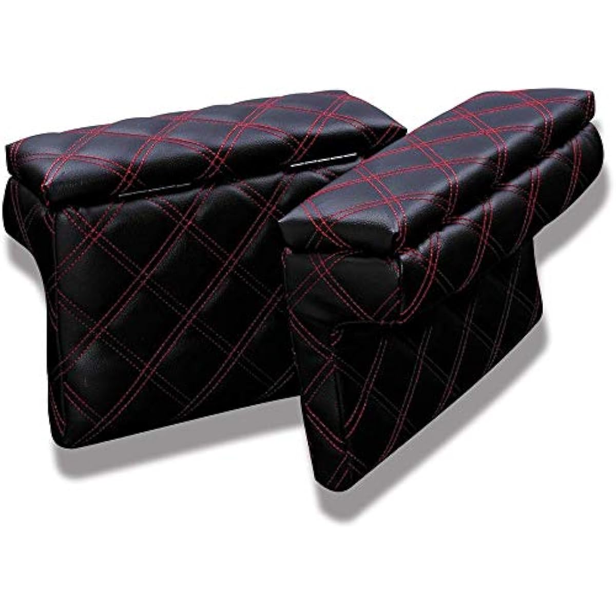 FLEDERMAUS Flader Mouse Armrest Hiace 200 Series 1-6 Standard / Wide Body DX S-GL Diamond Quilt with Console Trinket Box Armrest Set of 2 5 Colors (Red Stitching)
