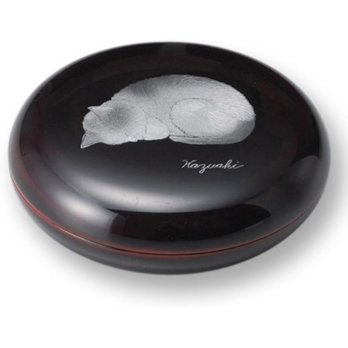 Nomura Lacquerware Store Echizen-nuri Chinkinneko Jewelry Case 11-13401 7.3cm