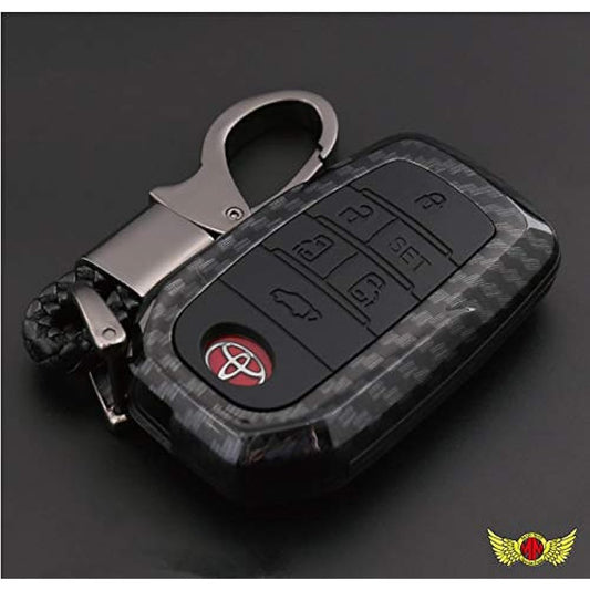 [Mad Max] Carbon-like smart key case for Toyota vehicles Alphard/Vellfire 30 series 6 button type TYPE7 Key chain included Black