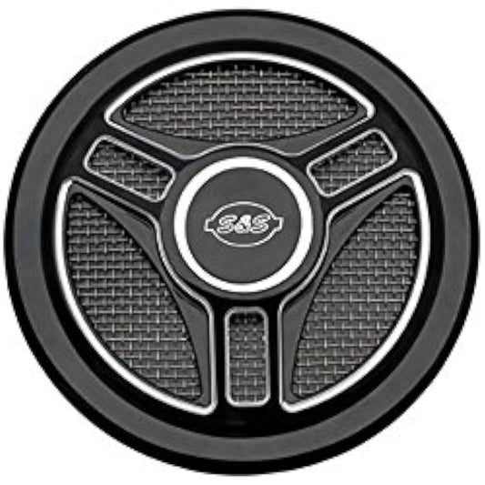 S&S Stealth Air Cleaner Cover Single Tri-Spoke Black/Silver 170-0210
