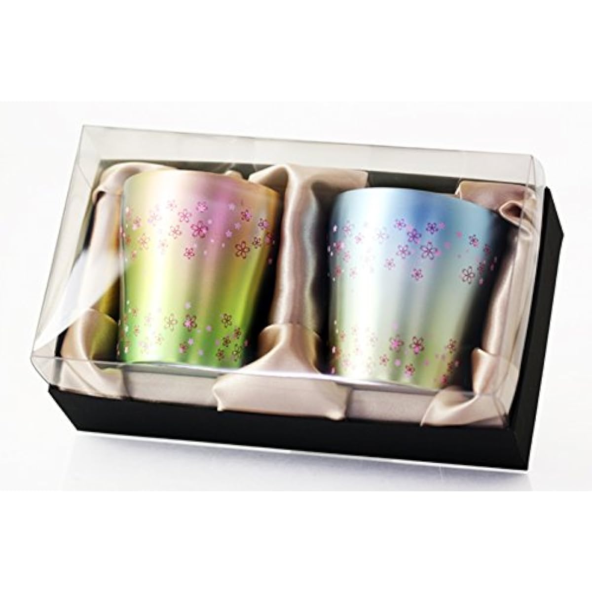 HORIE Made in Tsubame, Niigata Prefecture Pure Titanium Double Tumbler Hana Titanium 250cc Sakuramai (Pink/Blue) Set of 2 T-15-OB250PB