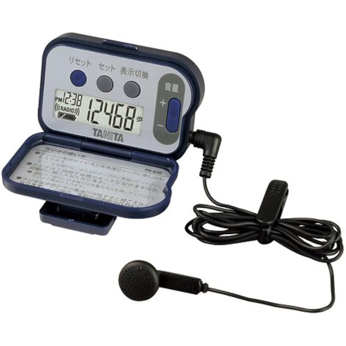 TANITA Pedometer with AM radio Dark Blue PD-640-DB