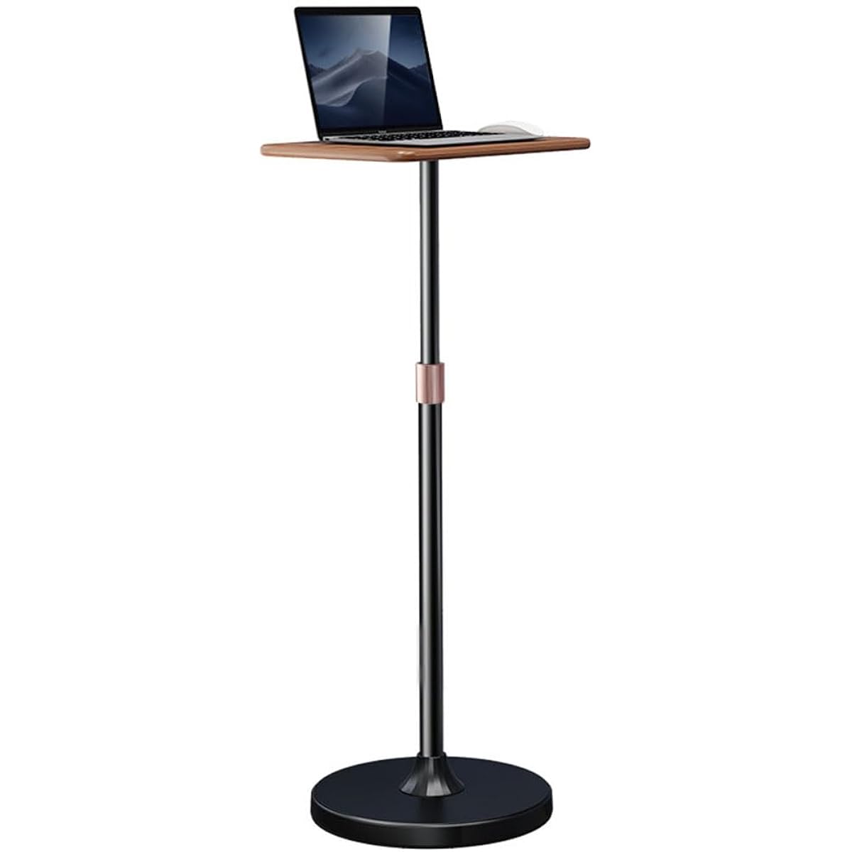 Kumosaga Laptop Stand, Floor Stand, with Wooden Tray, Computer Base, Side Table, Laptop Stand, Aluminum Alloy, Adjustable Height, 27.6 - 47.2 inches (70 - 120 cm), Can Be Extended, Can Be Used As