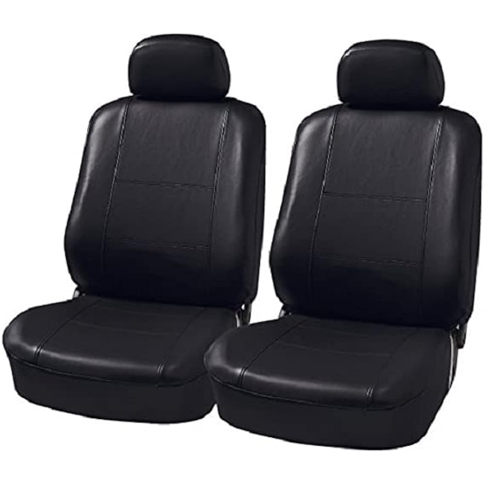 BONFORM Seat Cover, Grand Leather, Light/Normal Car, 2 Front Pieces, Back Full Cover, Front-2 Black 4364-54BK